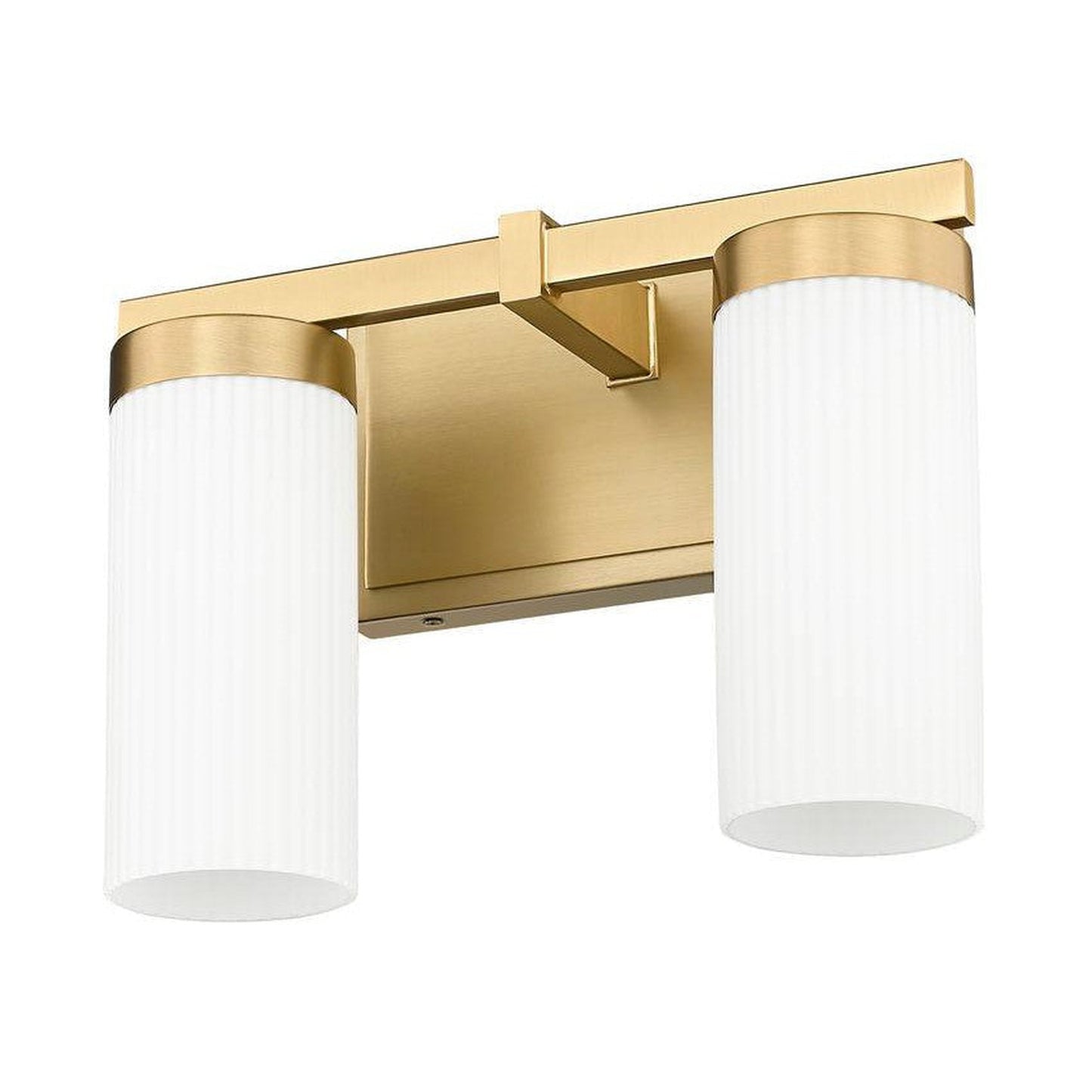 Z-Lite Danica 12" 2-Light Modern Gold Steel Vanity Light With White Glass Shade