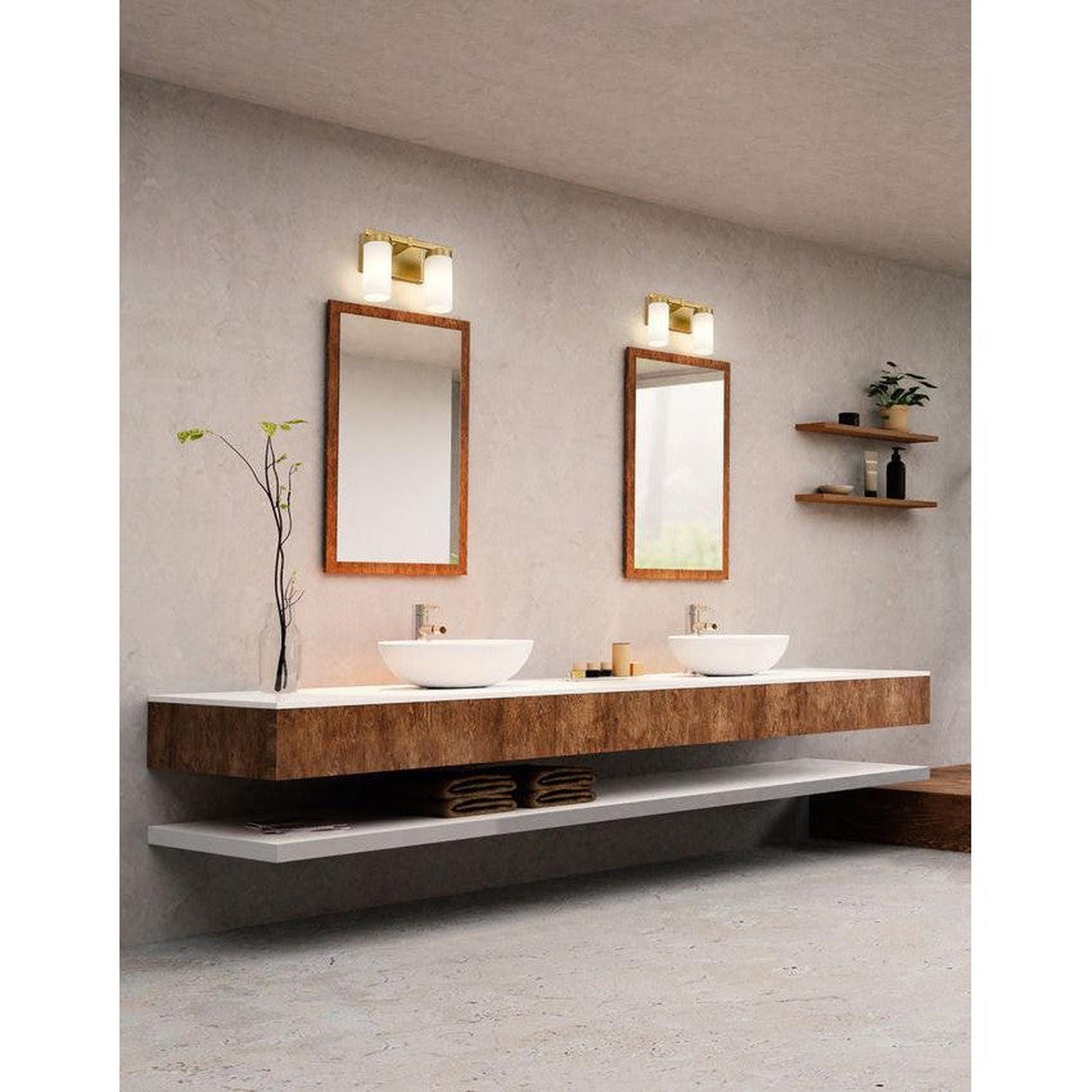 Z-Lite Danica 12" 2-Light Modern Gold Steel Vanity Light With White Glass Shade