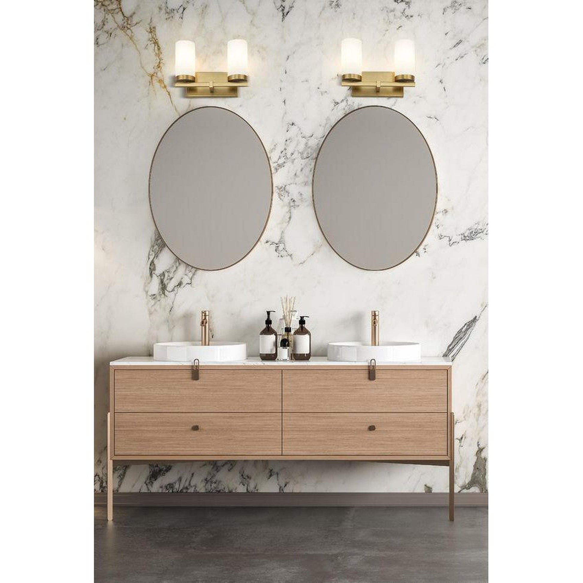 Z-Lite Danica 12" 2-Light Modern Gold Steel Vanity Light With White Glass Shade