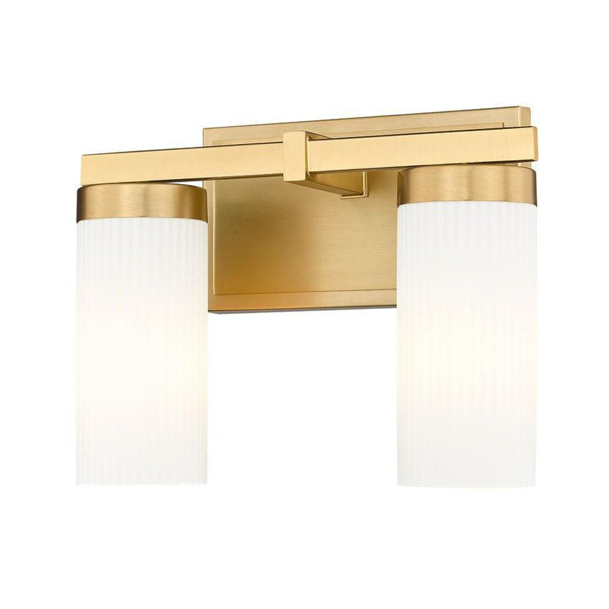 Z-Lite Danica 12" 2-Light Modern Gold Steel Vanity Light With White Glass Shade