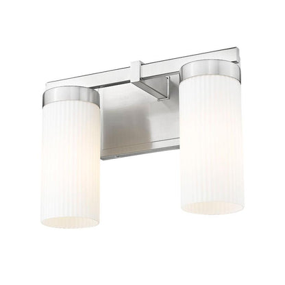 Z-Lite Danica 2-Light Medium Bulb Base Brushed Nickel Steel White Glass Shade Vanity Light