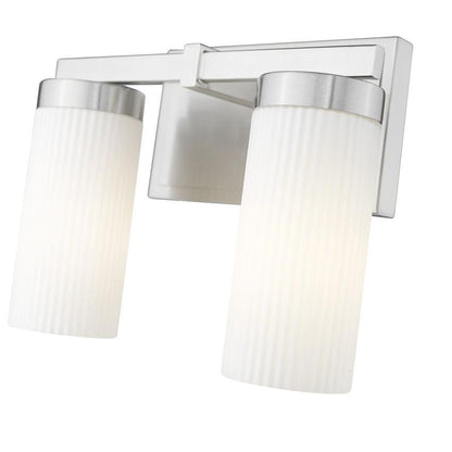 Z-Lite Danica 2-Light Medium Bulb Base Brushed Nickel Steel White Glass Shade Vanity Light