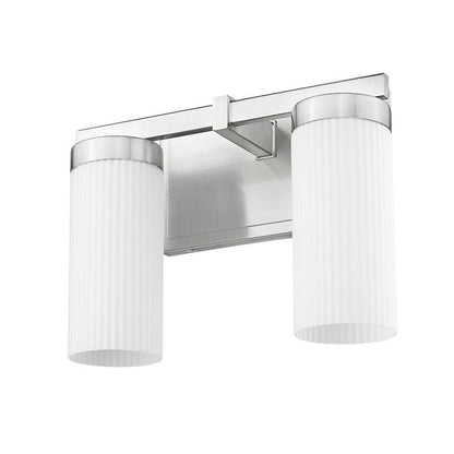 Z-Lite Danica 2-Light Medium Bulb Base Brushed Nickel Steel White Glass Shade Vanity Light