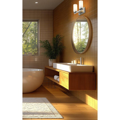 Z-Lite Danica 2-Light Medium Bulb Base Brushed Nickel Steel White Glass Shade Vanity Light