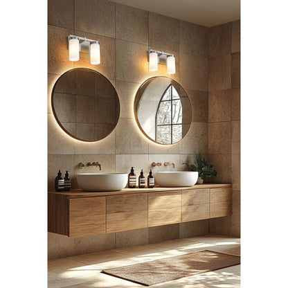 Z-Lite Danica 2-Light Medium Bulb Base Brushed Nickel Steel White Glass Shade Vanity Light