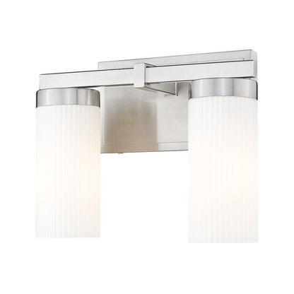Z-Lite Danica 2-Light Medium Bulb Base Brushed Nickel Steel White Glass Shade Vanity Light