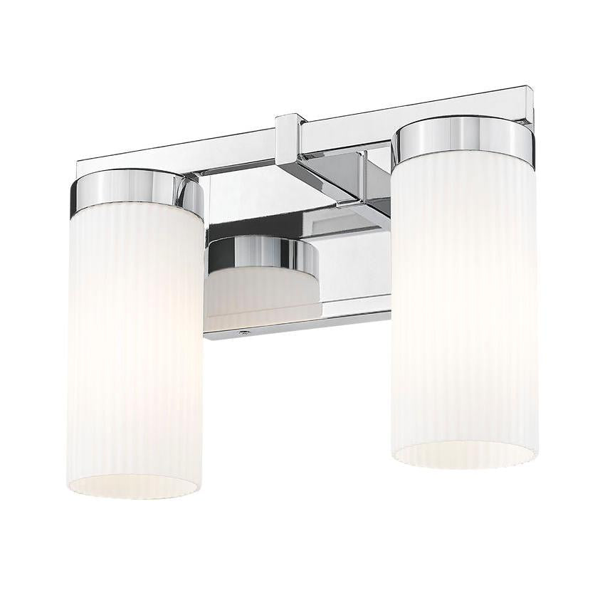 Z-Lite Danica 2-Light Medium Bulb Base Chrome Steel White Glass Shade Vanity Light