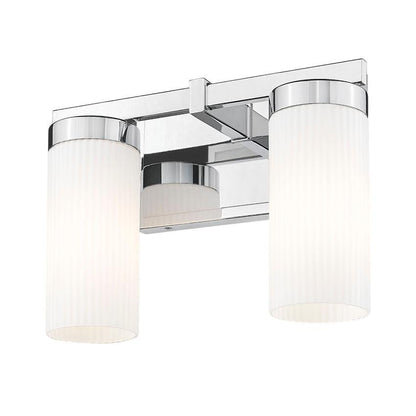Z-Lite Danica 2-Light Medium Bulb Base Chrome Steel White Glass Shade Vanity Light