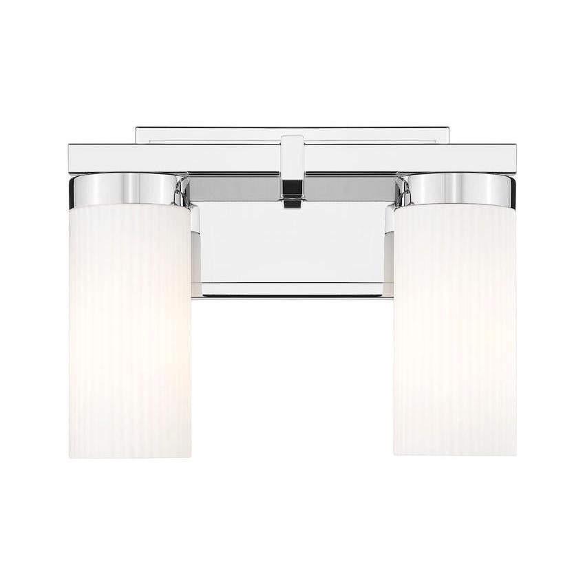 Z-Lite Danica 2-Light Medium Bulb Base Chrome Steel White Glass Shade Vanity Light