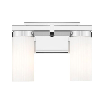 Z-Lite Danica 2-Light Medium Bulb Base Chrome Steel White Glass Shade Vanity Light