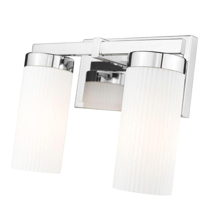 Z-Lite Danica 2-Light Medium Bulb Base Chrome Steel White Glass Shade Vanity Light