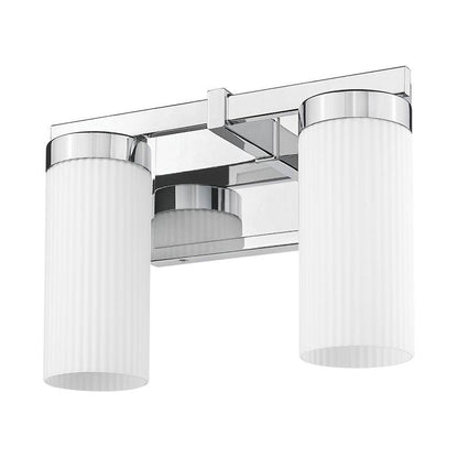 Z-Lite Danica 2-Light Medium Bulb Base Chrome Steel White Glass Shade Vanity Light