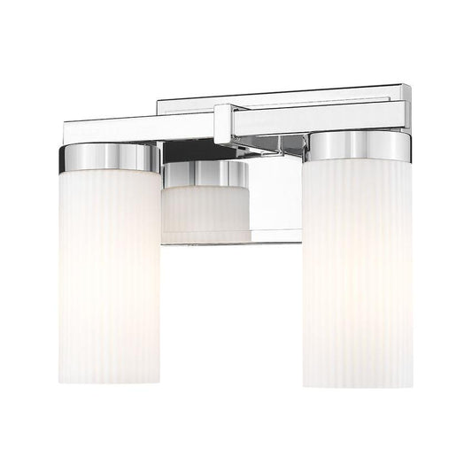 Z-Lite Danica 2-Light Medium Bulb Base Chrome Steel White Glass Shade Vanity Light