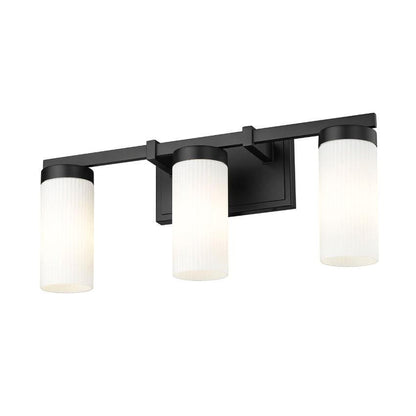 Z-Lite Danica 21" 3-Light Matte Black Steel Vanity Light With White Glass Shade