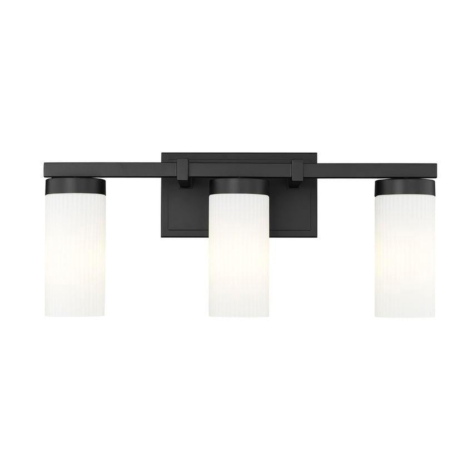 Z-Lite Danica 21" 3-Light Matte Black Steel Vanity Light With White Glass Shade