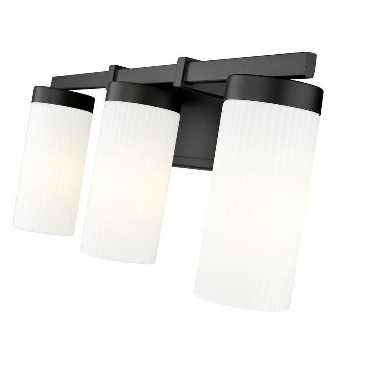 Z-Lite Danica 21" 3-Light Matte Black Steel Vanity Light With White Glass Shade