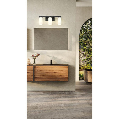 Z-Lite Danica 21" 3-Light Matte Black Steel Vanity Light With White Glass Shade