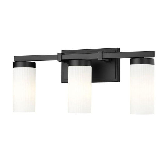 Z-Lite Danica 21" 3-Light Matte Black Steel Vanity Light With White Glass Shade