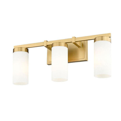 Z-Lite Danica 21" 3-Light Modern Gold Steel Vanity Light With White Glass Shade