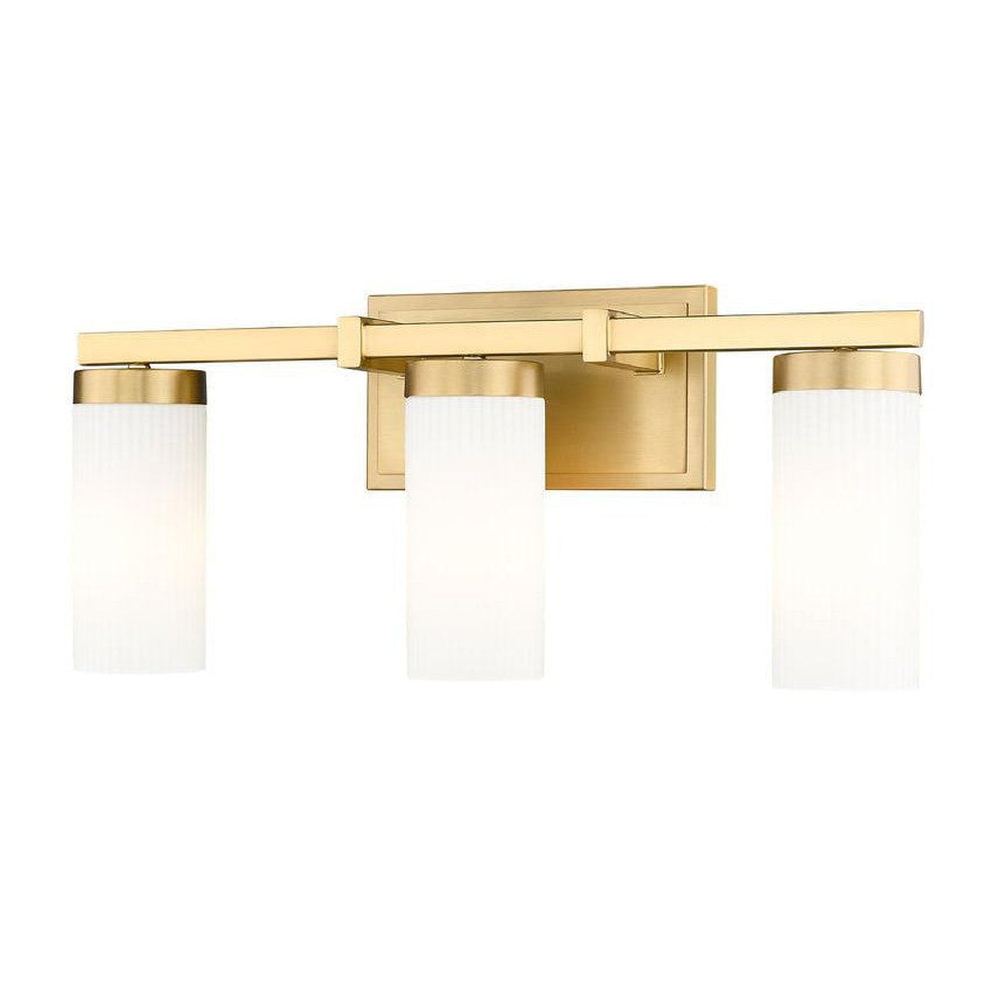 Z-Lite Danica 21" 3-Light Modern Gold Steel Vanity Light With White Glass Shade