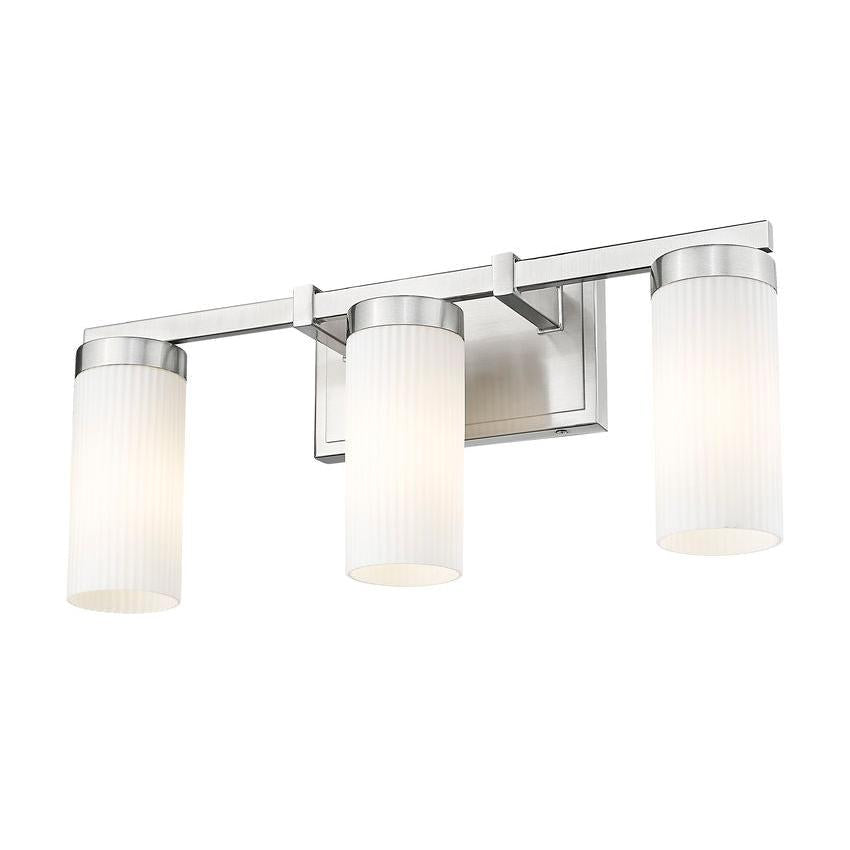 Z-Lite Danica 3-Light Medium Bulb Base Brushed Nickel Steel White Glass Shade Vanity Light