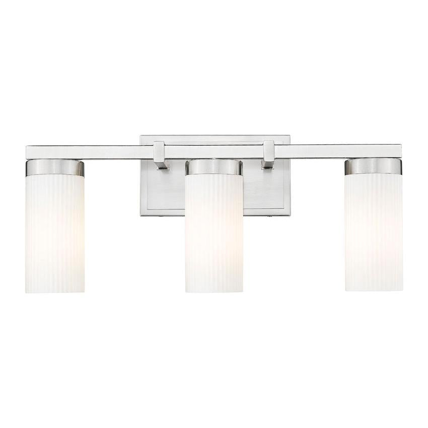 Z-Lite Danica 3-Light Medium Bulb Base Brushed Nickel Steel White Glass Shade Vanity Light