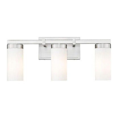 Z-Lite Danica 3-Light Medium Bulb Base Brushed Nickel Steel White Glass Shade Vanity Light