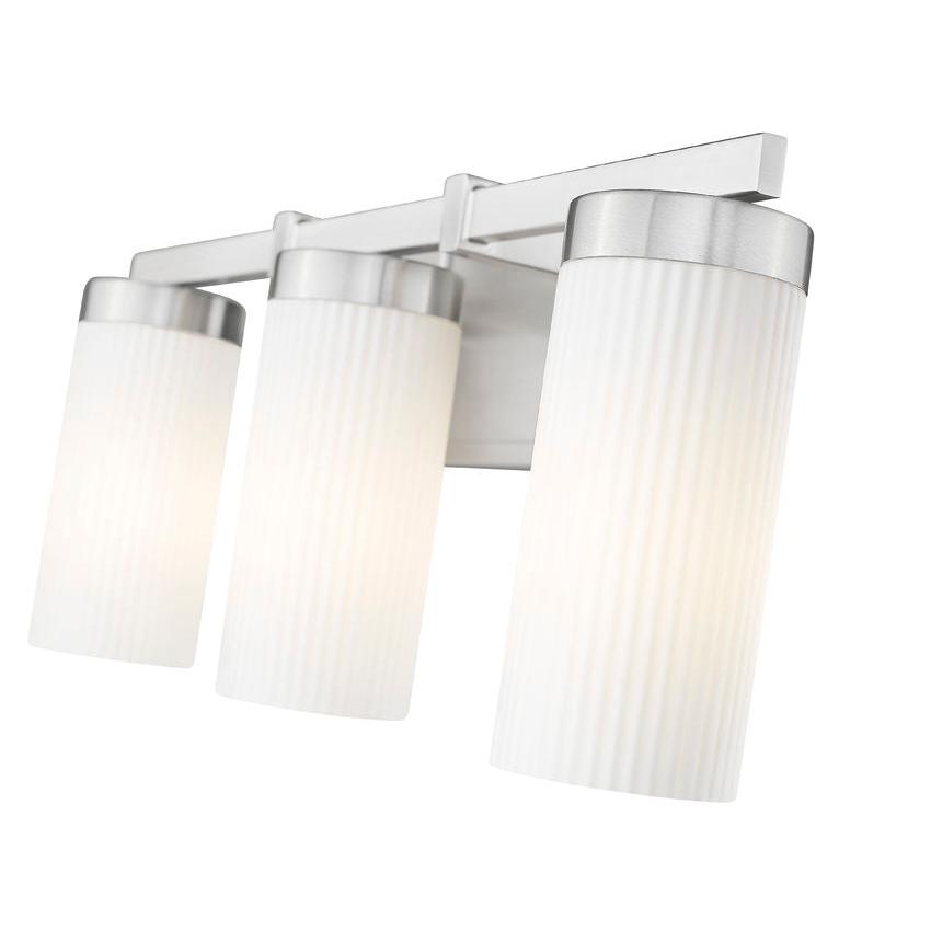 Z-Lite Danica 3-Light Medium Bulb Base Brushed Nickel Steel White Glass Shade Vanity Light