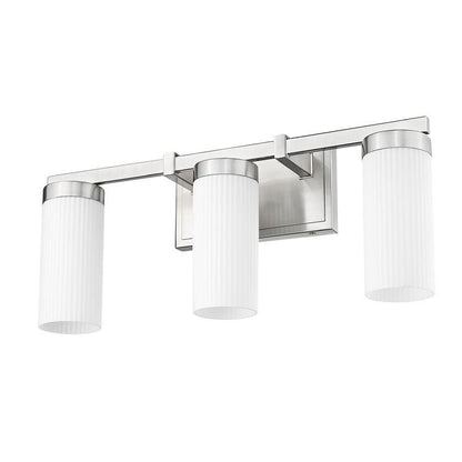 Z-Lite Danica 3-Light Medium Bulb Base Brushed Nickel Steel White Glass Shade Vanity Light