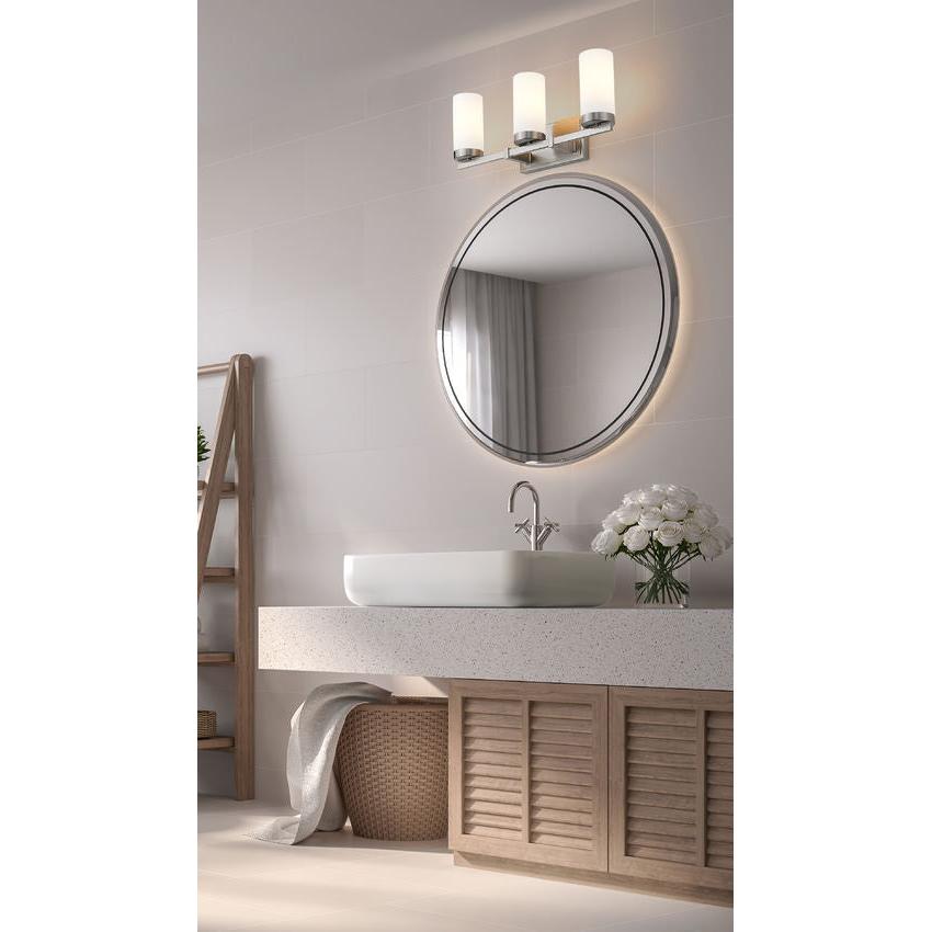 Z-Lite Danica 3-Light Medium Bulb Base Brushed Nickel Steel White Glass Shade Vanity Light