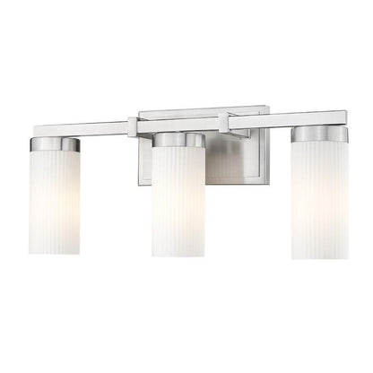 Z-Lite Danica 3-Light Medium Bulb Base Brushed Nickel Steel White Glass Shade Vanity Light