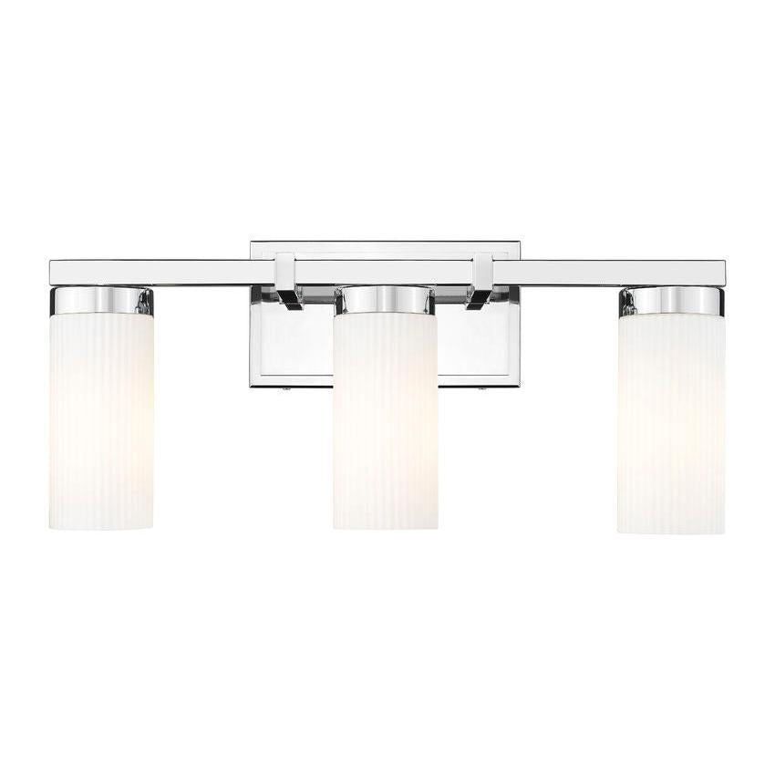 Z-Lite Danica 3-Light Medium Bulb Base Chrome Steel White Glass Shade Vanity Light