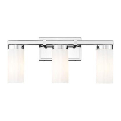 Z-Lite Danica 3-Light Medium Bulb Base Chrome Steel White Glass Shade Vanity Light