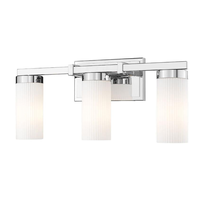 Z-Lite Danica 3-Light Medium Bulb Base Chrome Steel White Glass Shade Vanity Light