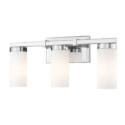 Z-Lite Danica 3-Light Medium Bulb Base Chrome Steel White Glass Shade Vanity Light
