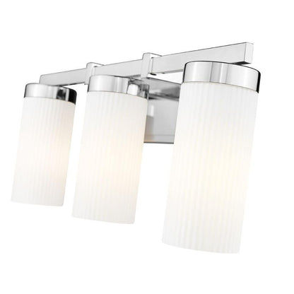 Z-Lite Danica 3-Light Medium Bulb Base Chrome Steel White Glass Shade Vanity Light