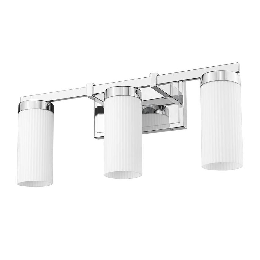 Z-Lite Danica 3-Light Medium Bulb Base Chrome Steel White Glass Shade Vanity Light