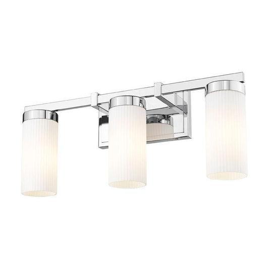 Z-Lite Danica 3-Light Medium Bulb Base Chrome Steel White Glass Shade Vanity Light