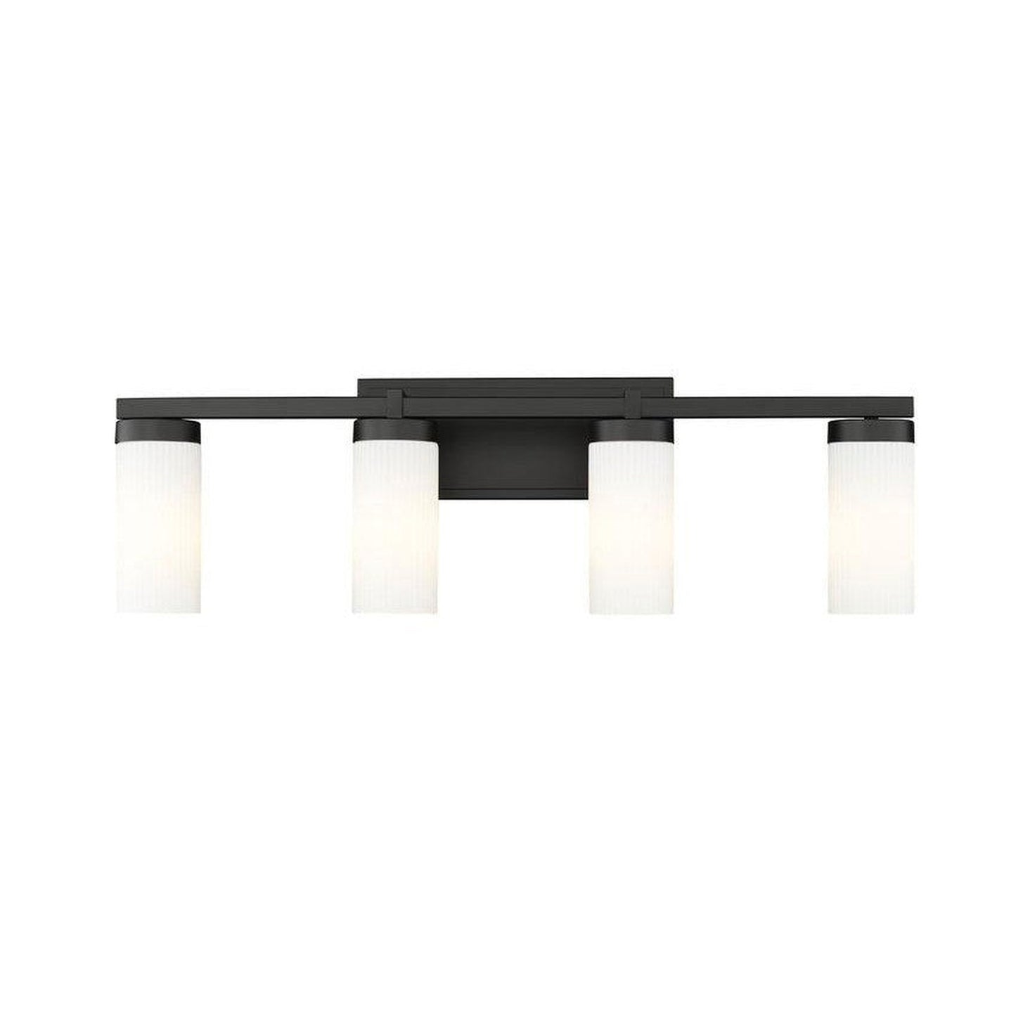 Z-Lite Danica 30" 4-Light Matte Black Steel Vanity Light With White Glass Shade