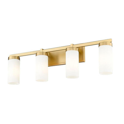 Z-Lite Danica 30" 4-Light Modern Gold Steel Vanity Light With White Glass Shade