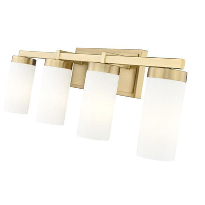 Z-Lite Danica 30" 4-Light Modern Gold Steel Vanity Light With White Glass Shade