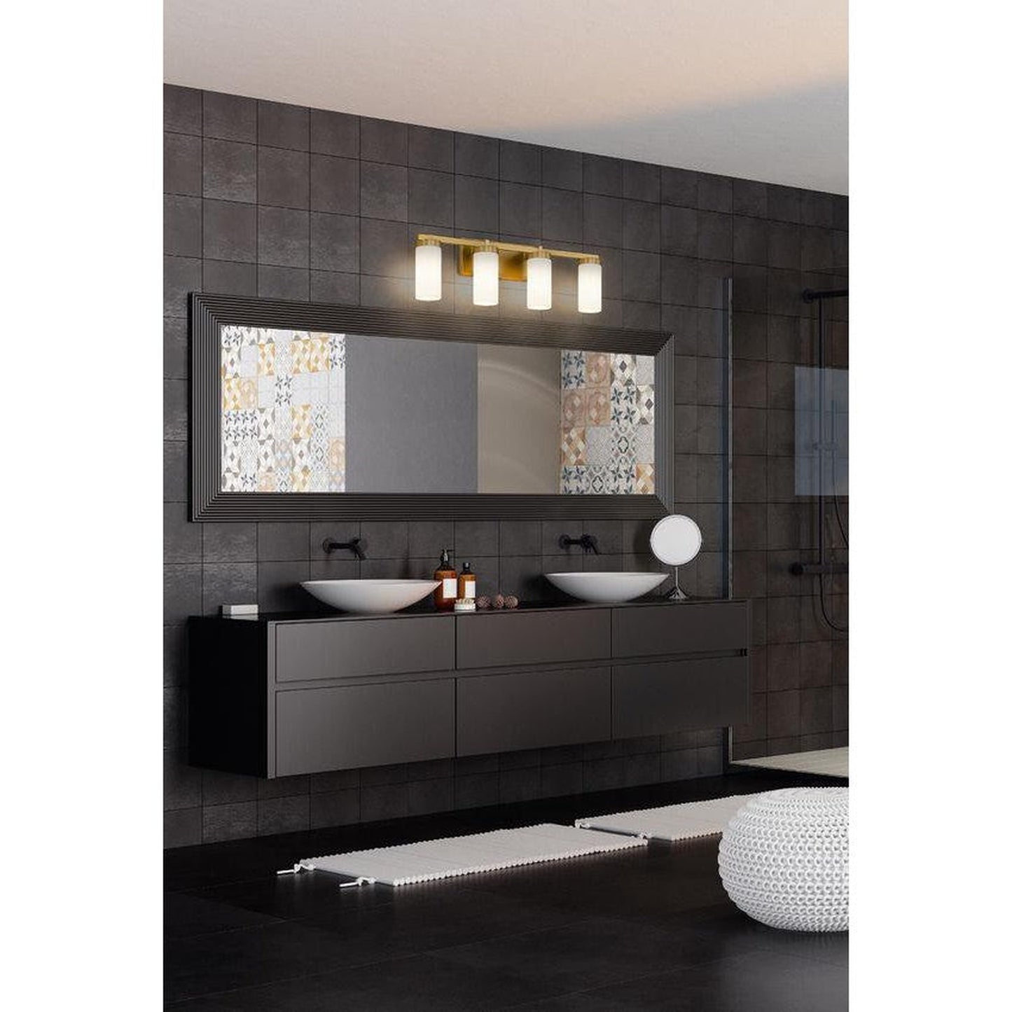 Z-Lite Danica 30" 4-Light Modern Gold Steel Vanity Light With White Glass Shade