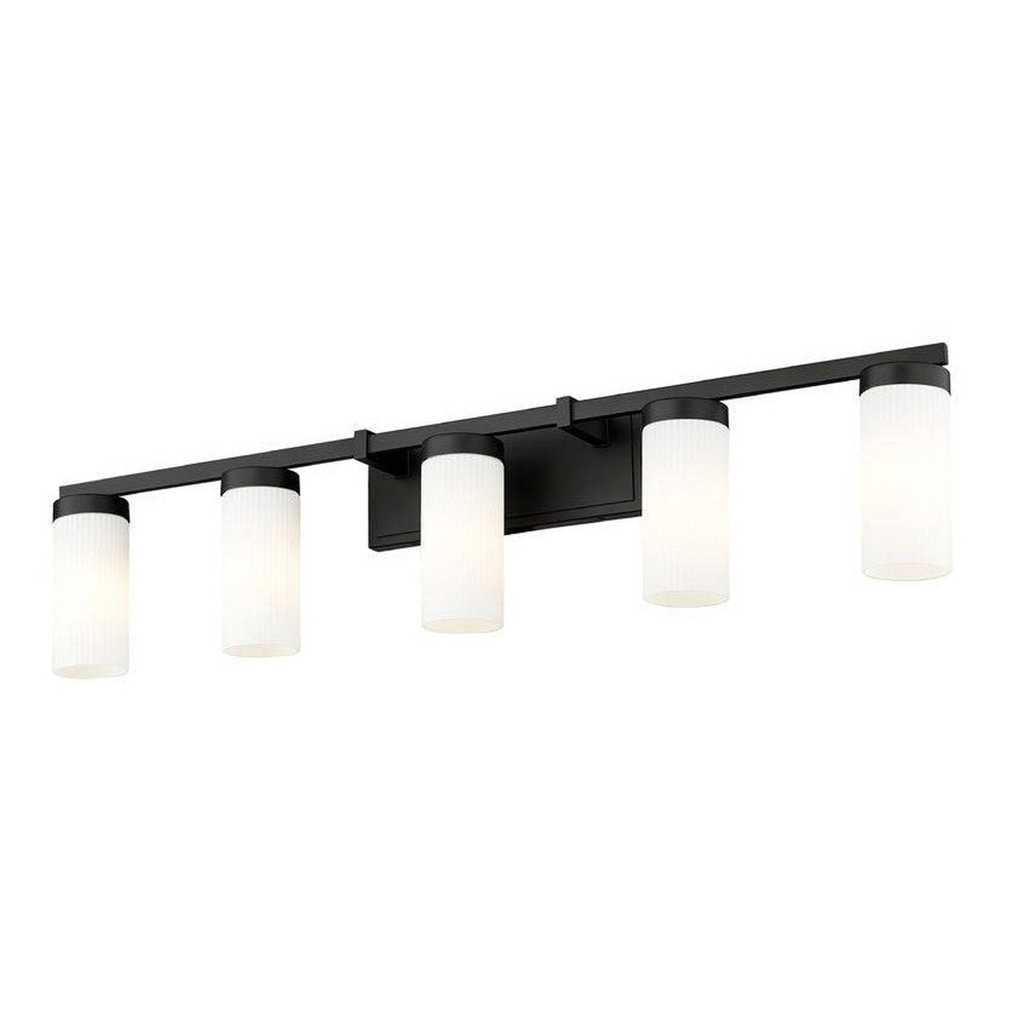 Z-Lite Danica 39" 5-Light Matte Black Steel Vanity Light With White Glass Shade