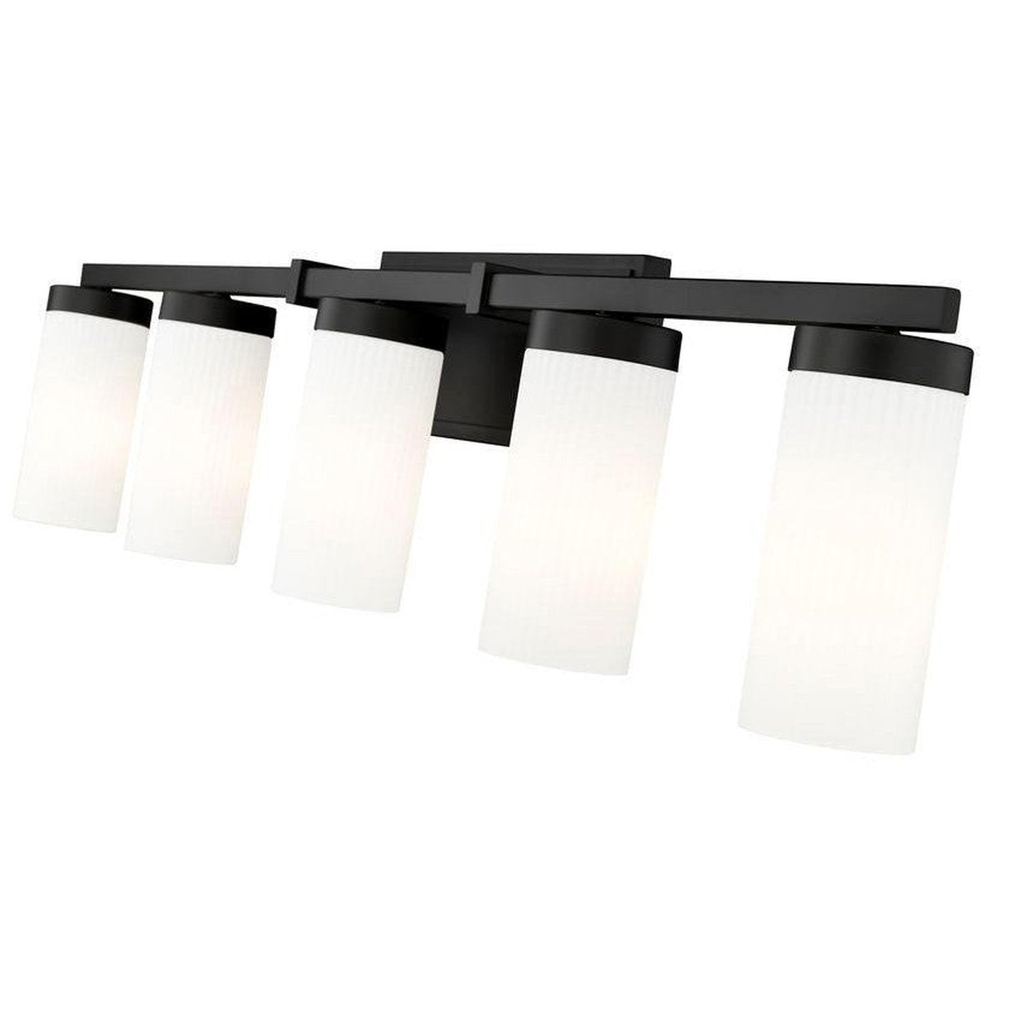 Z-Lite Danica 39" 5-Light Matte Black Steel Vanity Light With White Glass Shade