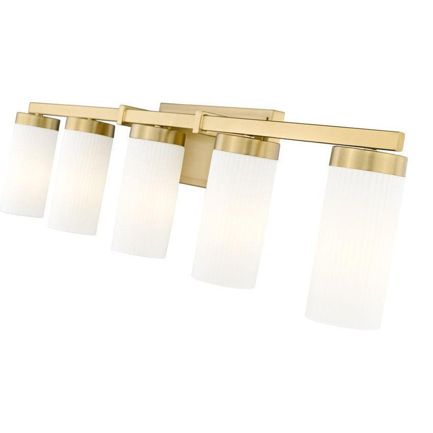 Z-Lite Danica 39" 5-Light Modern Gold Steel Vanity Light With White Glass Shade