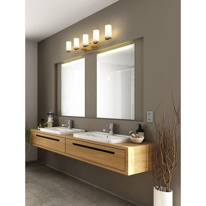 Z-Lite Danica 39" 5-Light Modern Gold Steel Vanity Light With White Glass Shade