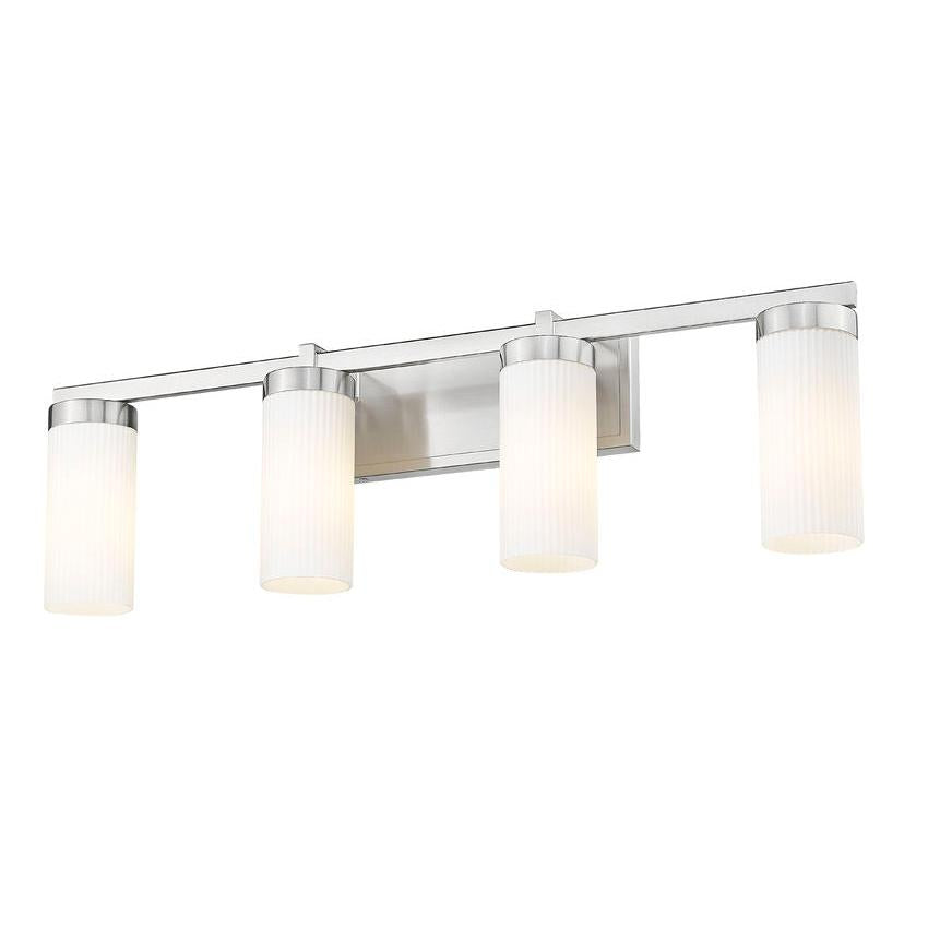 Z-Lite Danica 4-Light Medium Bulb Base Brushed Nickel Steel White Glass Shade Vanity Light