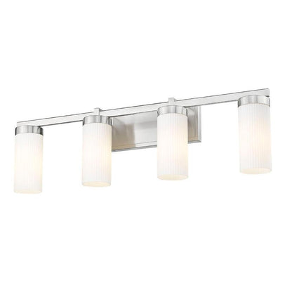 Z-Lite Danica 4-Light Medium Bulb Base Brushed Nickel Steel White Glass Shade Vanity Light