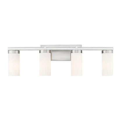 Z-Lite Danica 4-Light Medium Bulb Base Brushed Nickel Steel White Glass Shade Vanity Light
