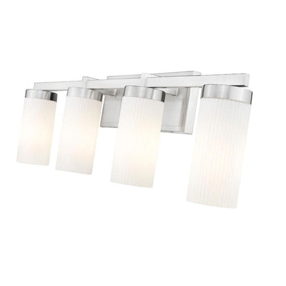 Z-Lite Danica 4-Light Medium Bulb Base Brushed Nickel Steel White Glass Shade Vanity Light